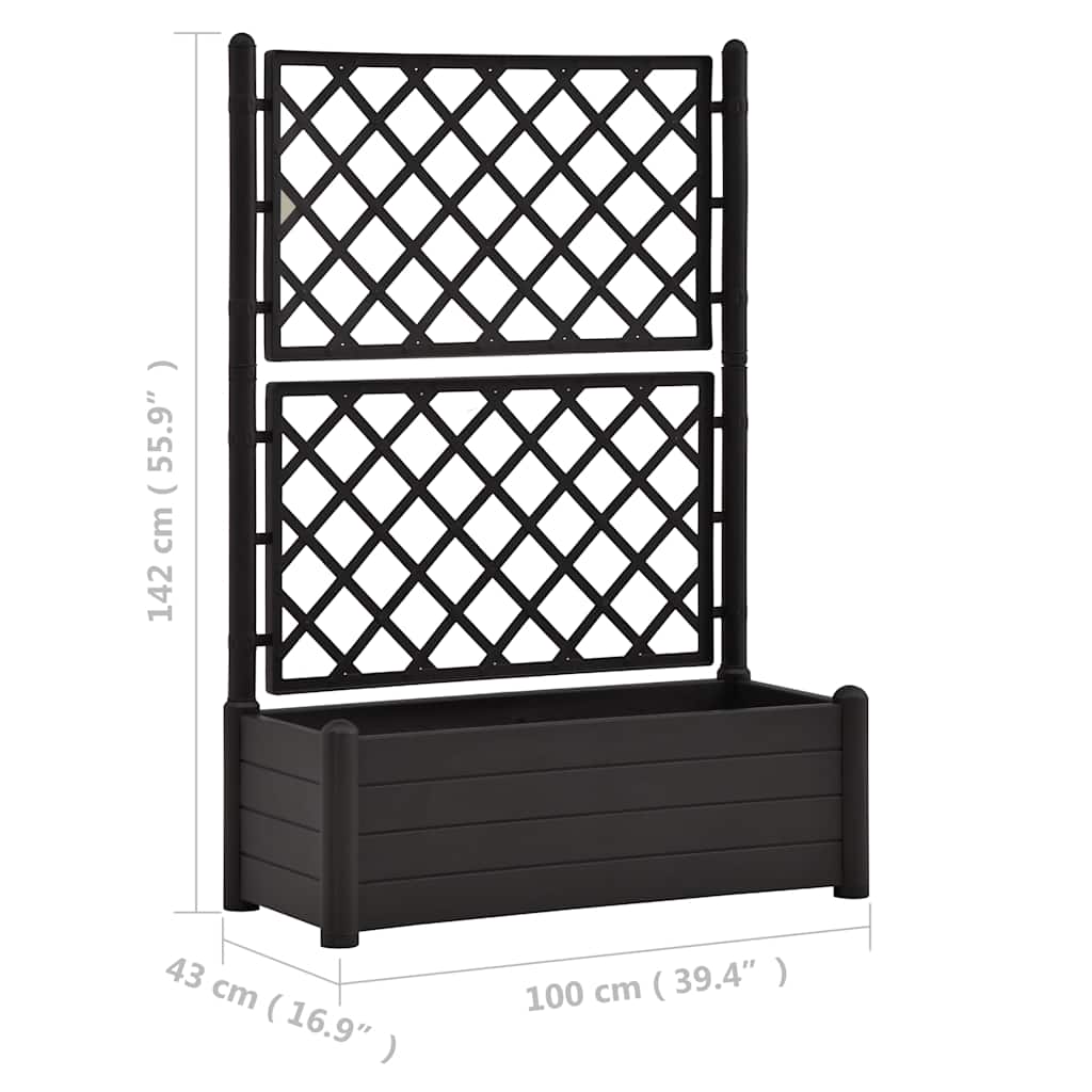 Fioriera da Giardino con Graticcio 100x43x142 cm PP Antracite | homemem39