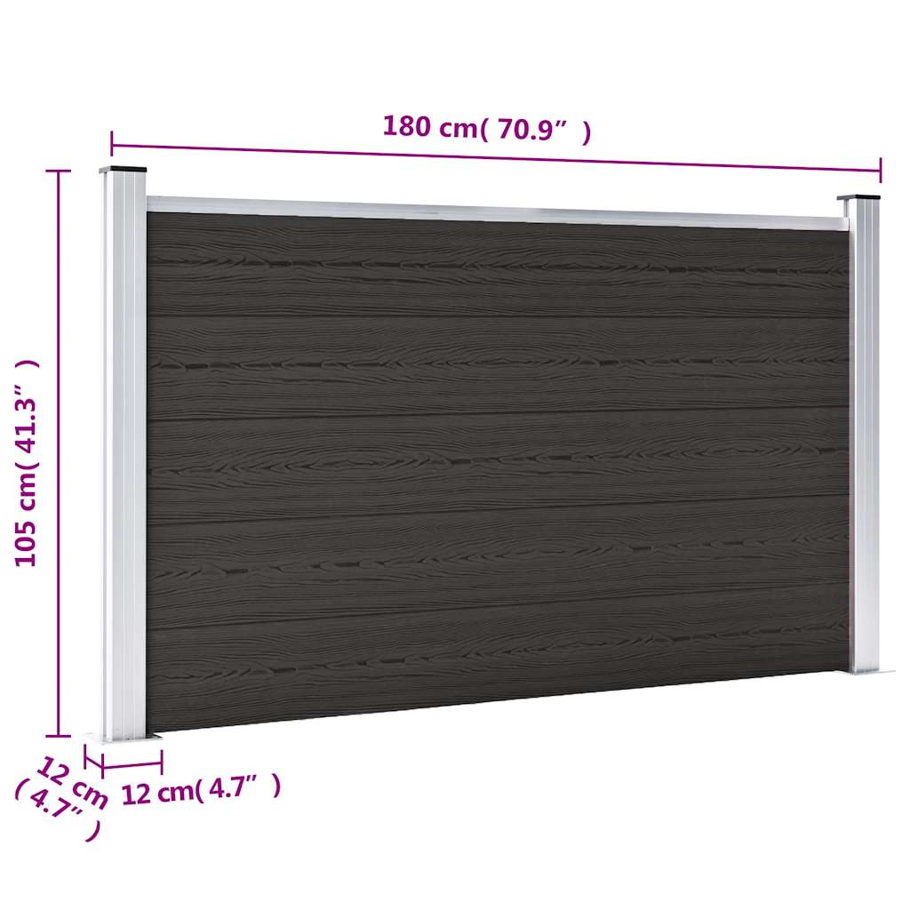 Pannello di Recinzione in WPC 180x105 cm Nero