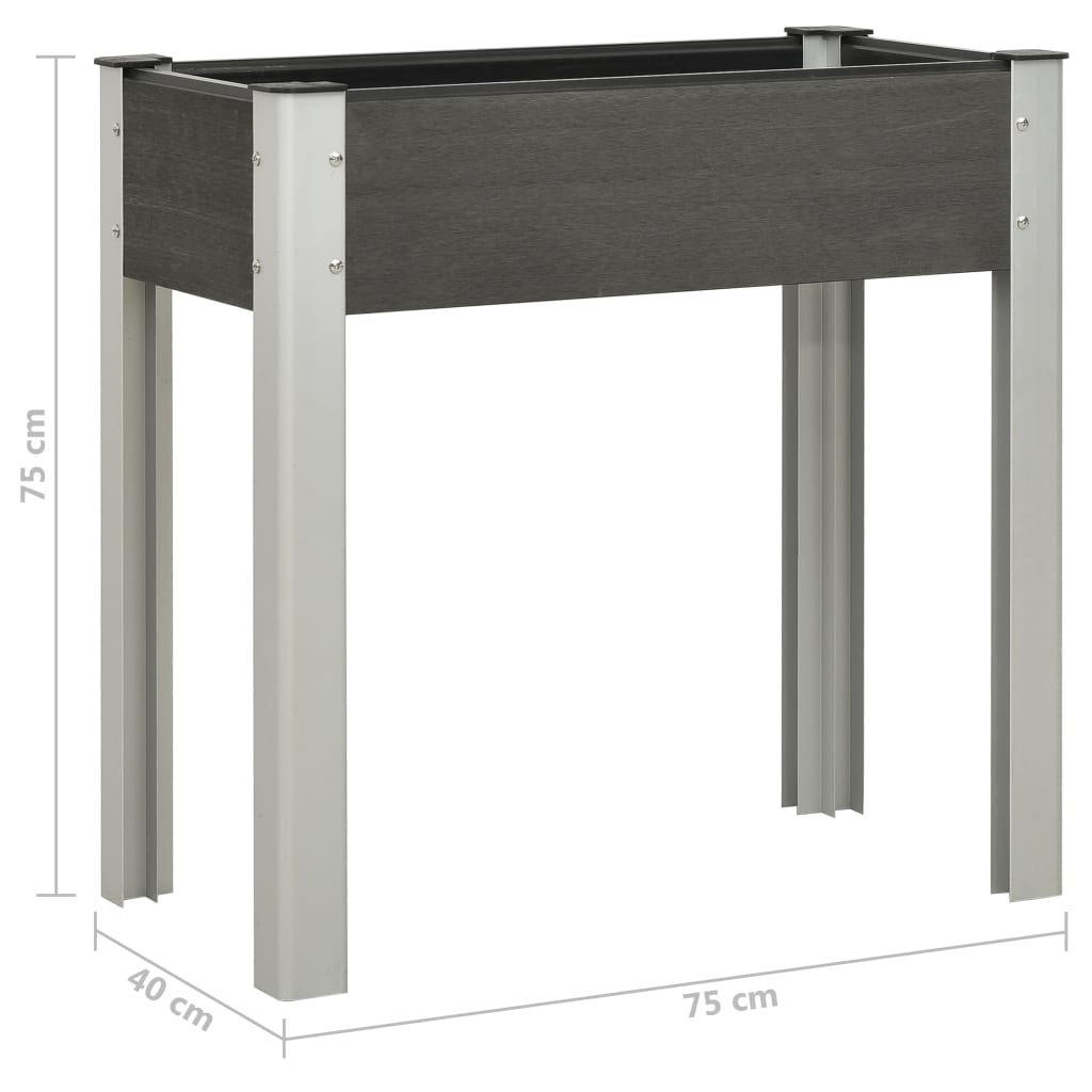 Fioriera Rialzata da Giardino 75x40x75 cm in WPC Grigio | homemem39