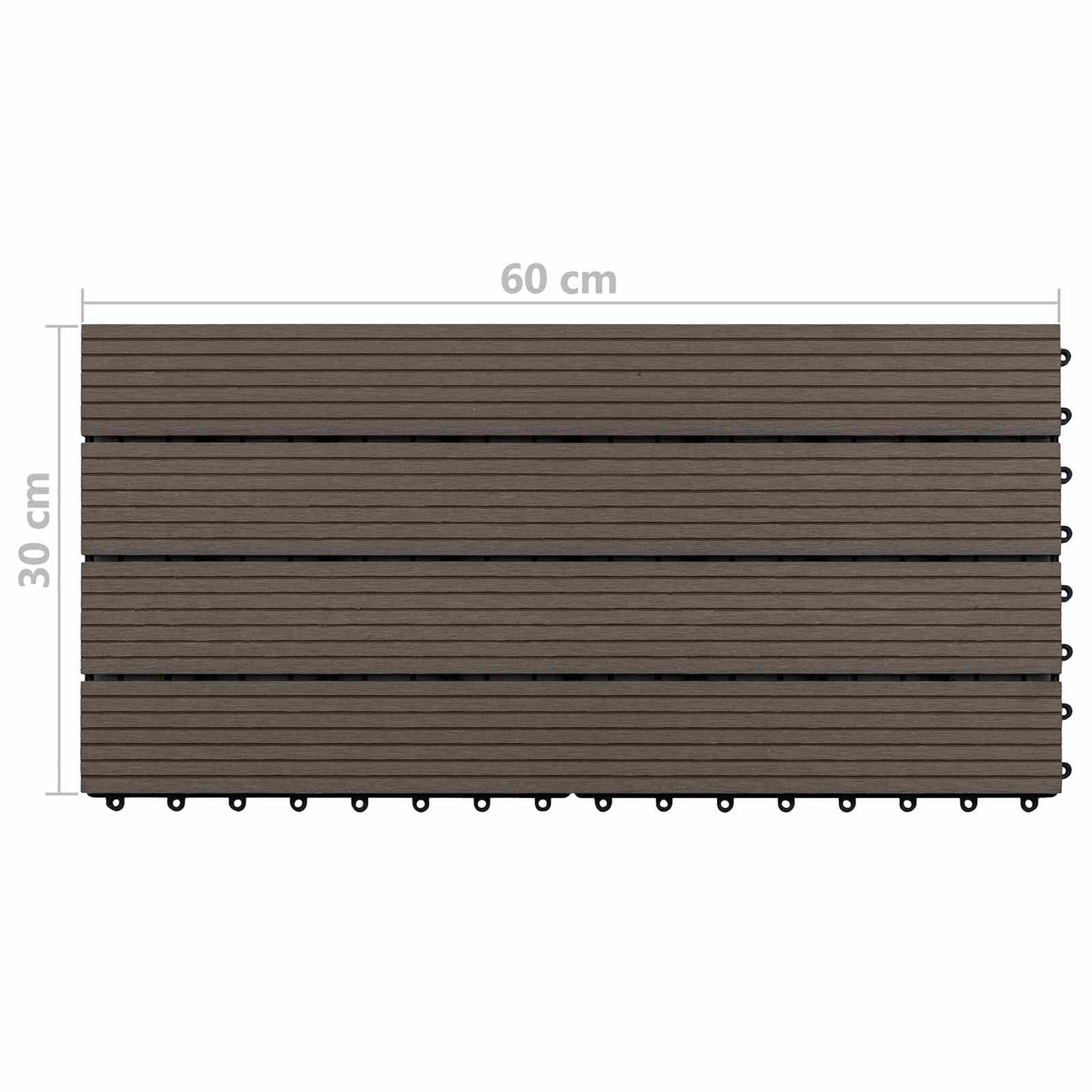 Piastrella per Decking 6 pz Marrone Scuro 60 x 30 cm WPC