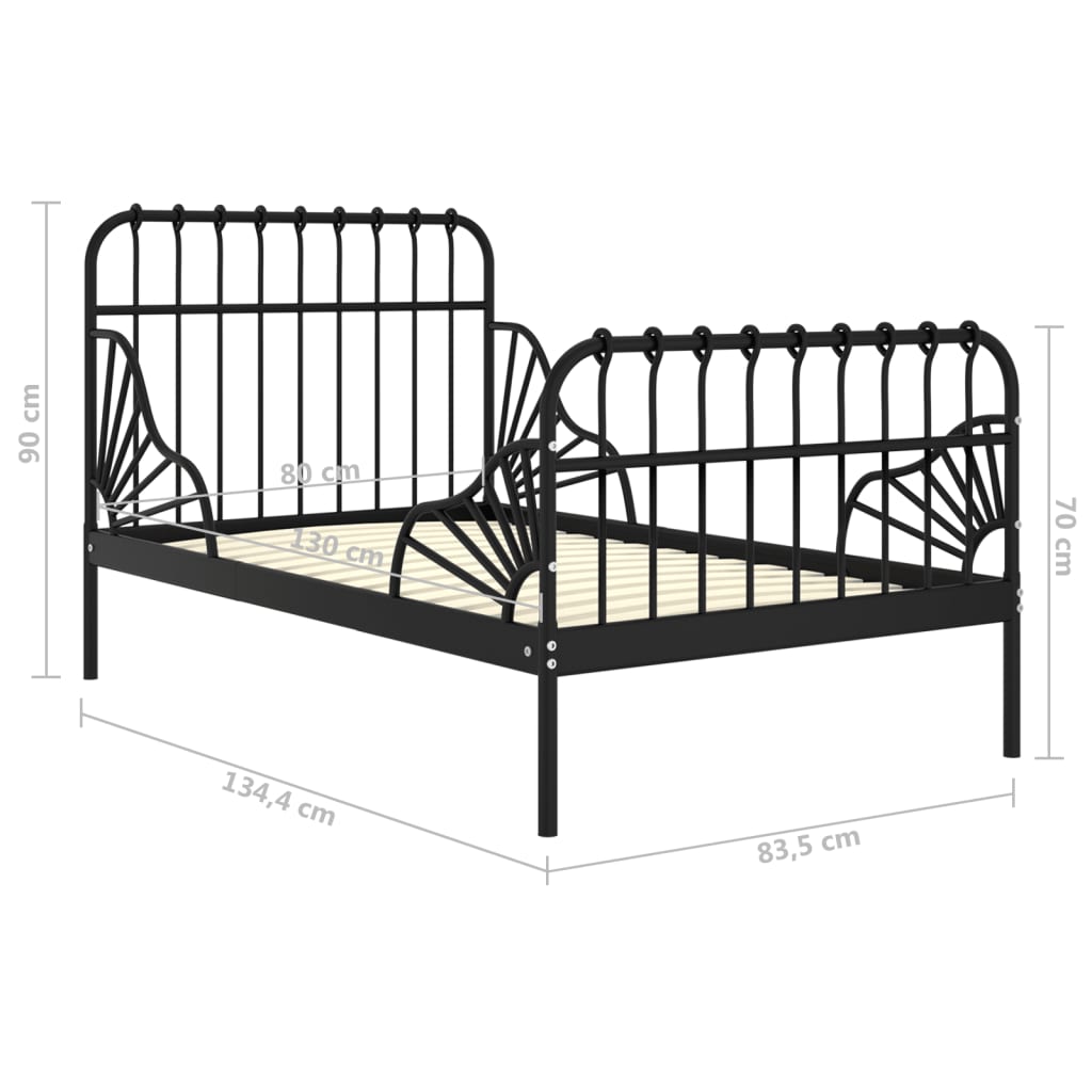 Giroletto Estendibile Nero in Metallo 80x130/200 cm | homemem39