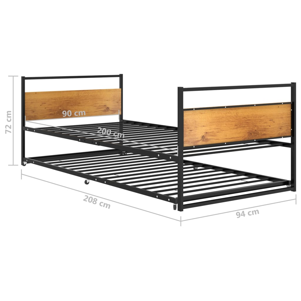 Giroletto Estraibile Nero in Metallo 90x200 cm | homemem39