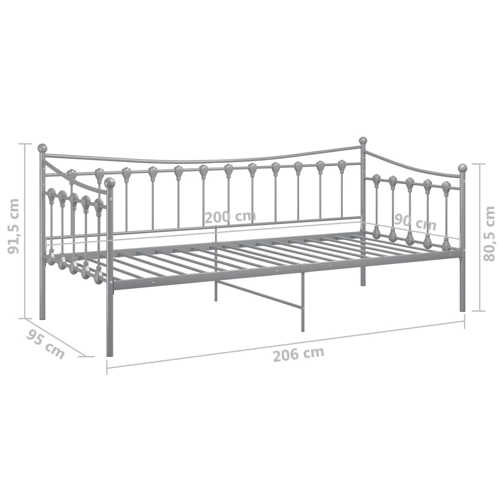 Telaio Divano Letto Grigio in Metallo 90x200 cm | homemem39