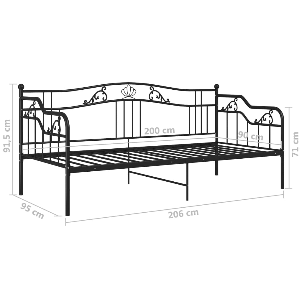 Divano Letto Telaio Nero in Metallo 90x200 cm - homemem39