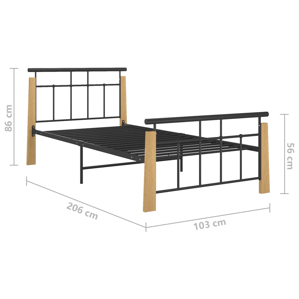 Giroletto in Metallo e Legno Massello di Rovere 90x200 cm | homemem39
