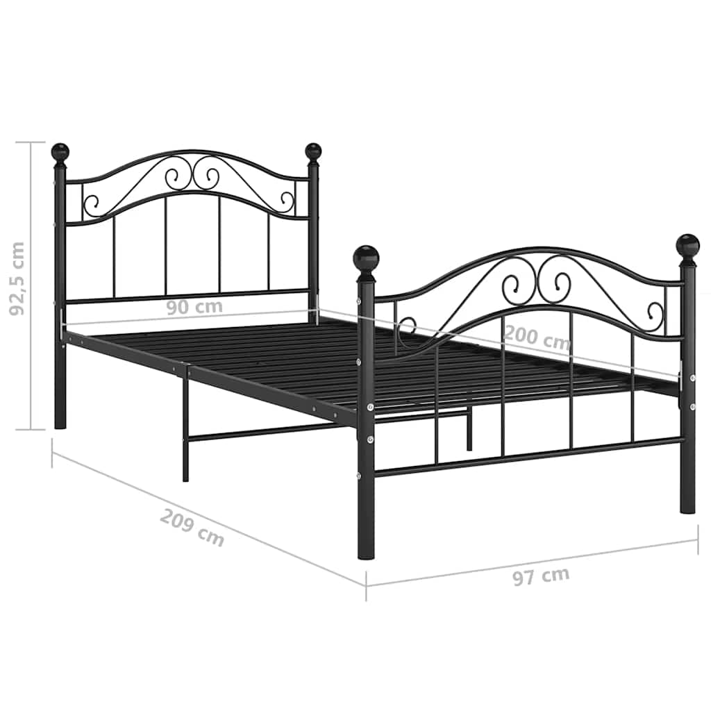 Giroletto Nero in Metallo 90x200 cm | homemem39