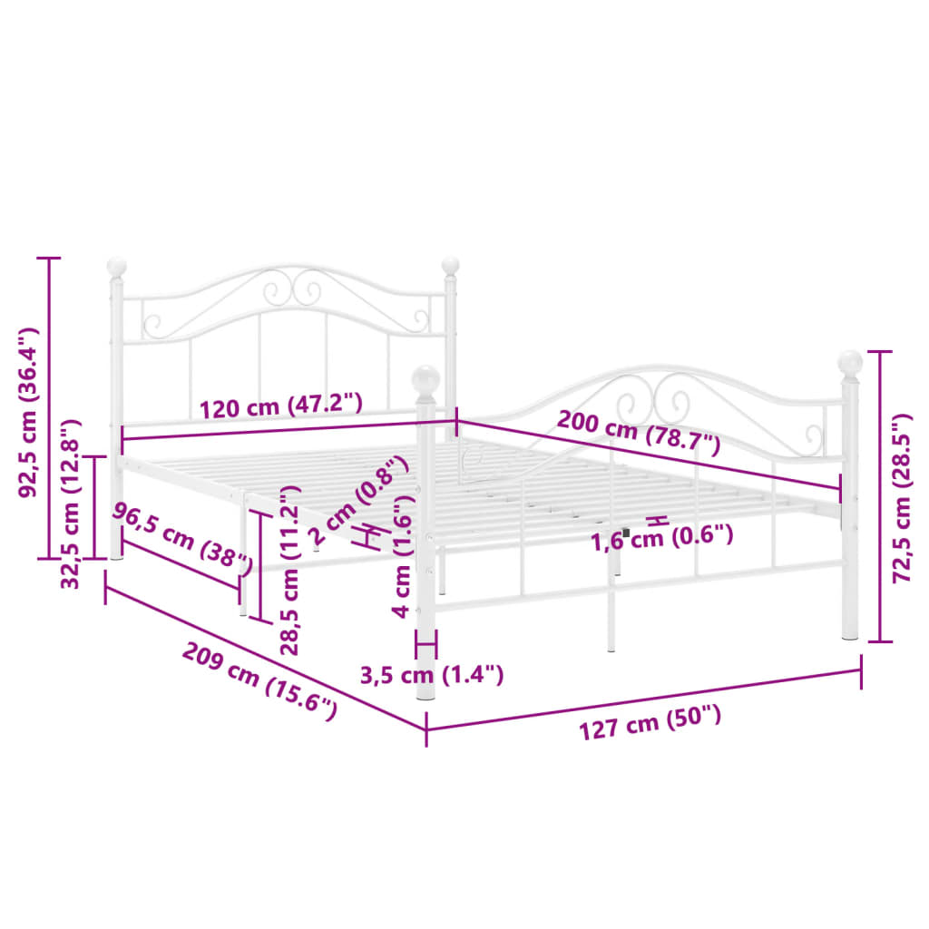 Giroletto Bianco in Metallo 120x200 cm | homemem39