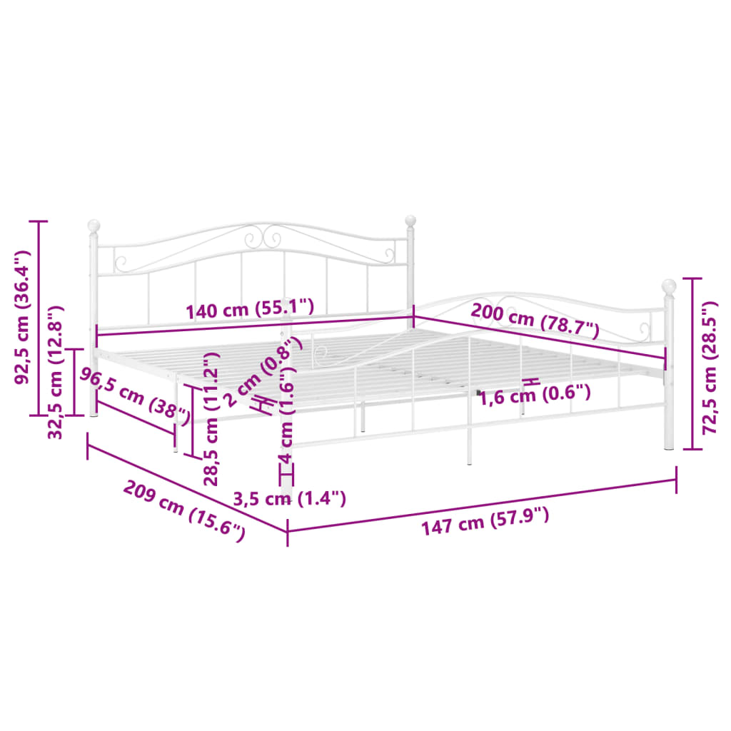 Giroletto Bianco in Metallo 140x200 cm | homemem39