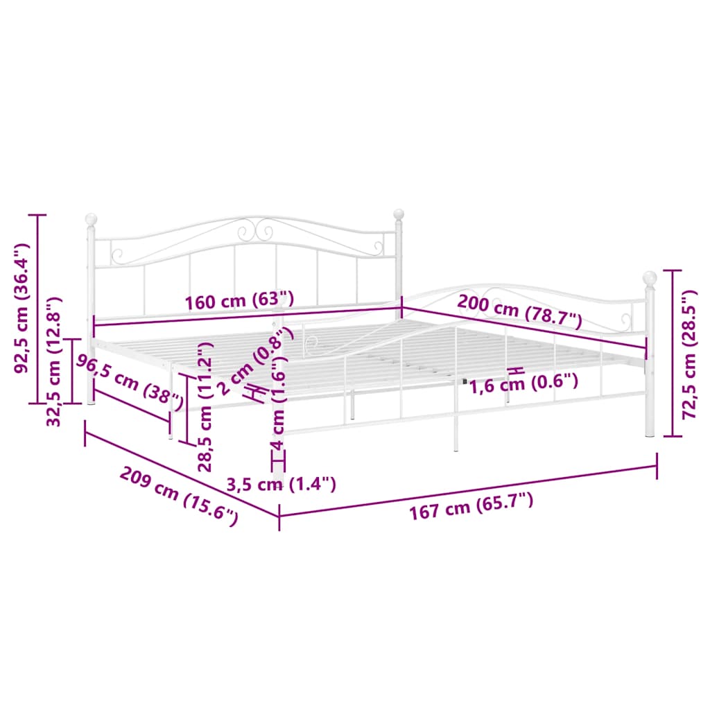 Giroletto Bianco in Metallo 160x200 cm | homemem39