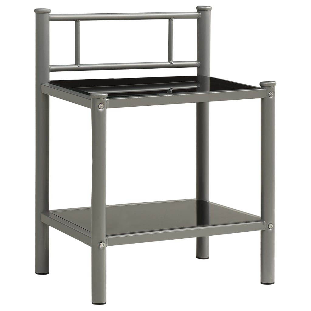 Comodini 2 pz Grigio e Nero in Metallo e Vetro - homemem39
