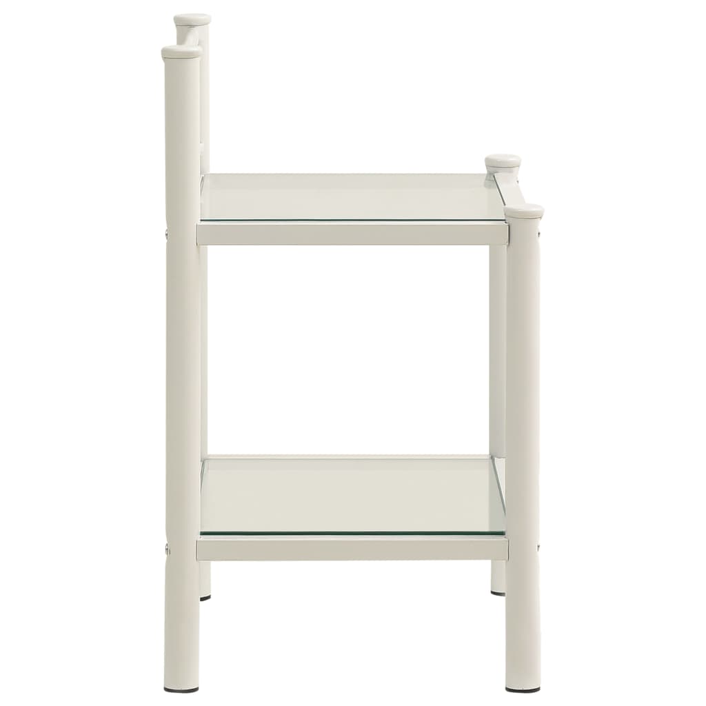 Comodini 2 pz in Metallo Bianco e Vetro Trasparente - homemem39