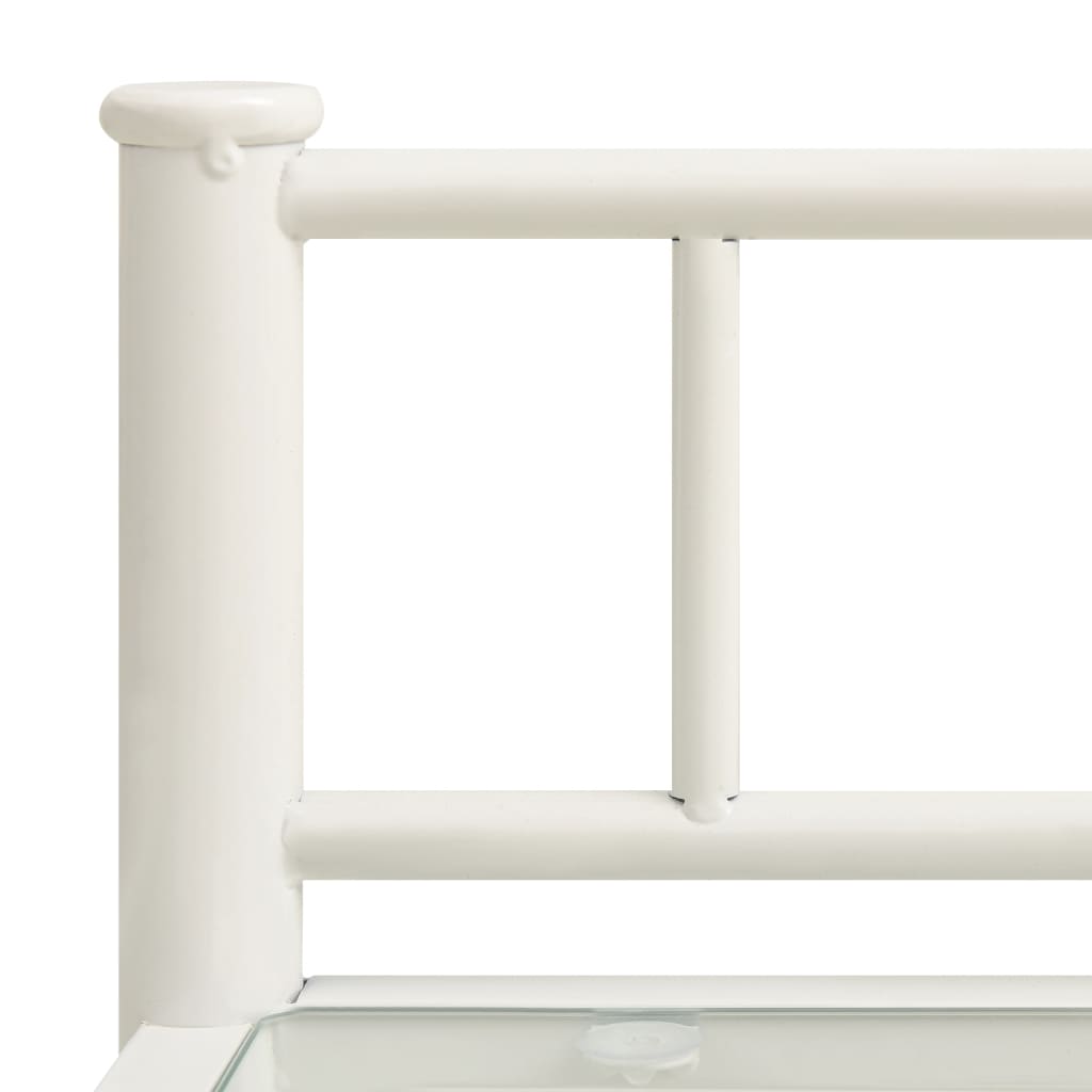 Comodini 2 pz in Metallo Bianco e Vetro Trasparente - homemem39
