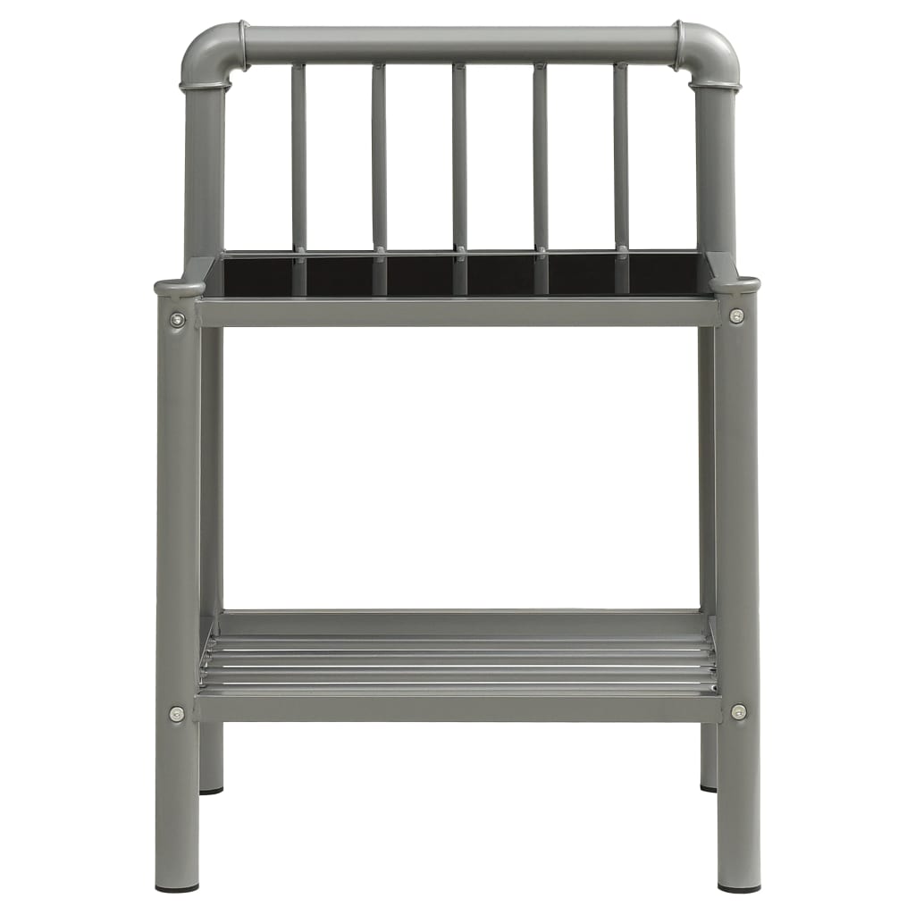 Comodino Grigio e Nero 45x34,5x62,5 cm in Metallo e Vetro - homemem39