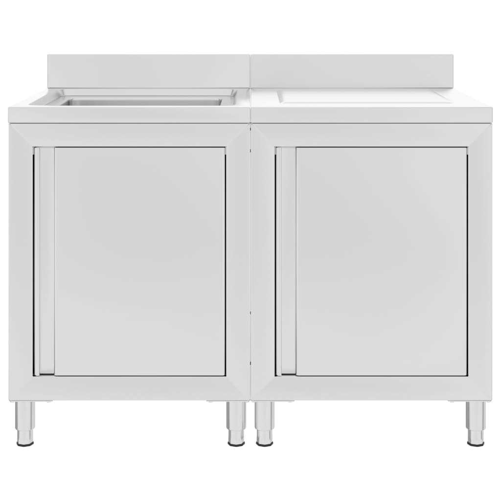Mobiletto da Cucina con Lavandino in Acciaio Inox 120x60x96 cm - homemem39