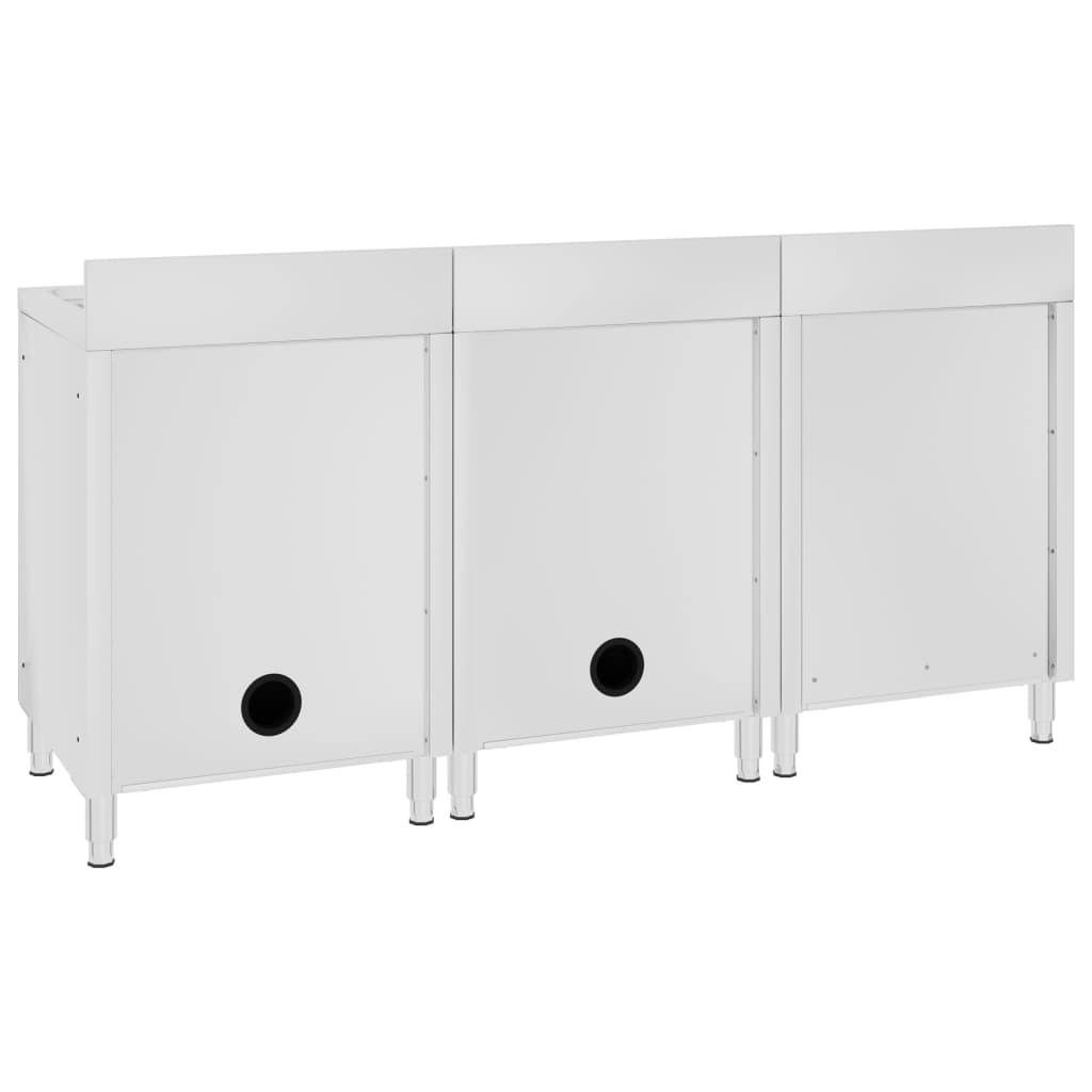 Mobiletto da Cucina con Lavandino in Acciaio Inox 180x60x96 cm - homemem39