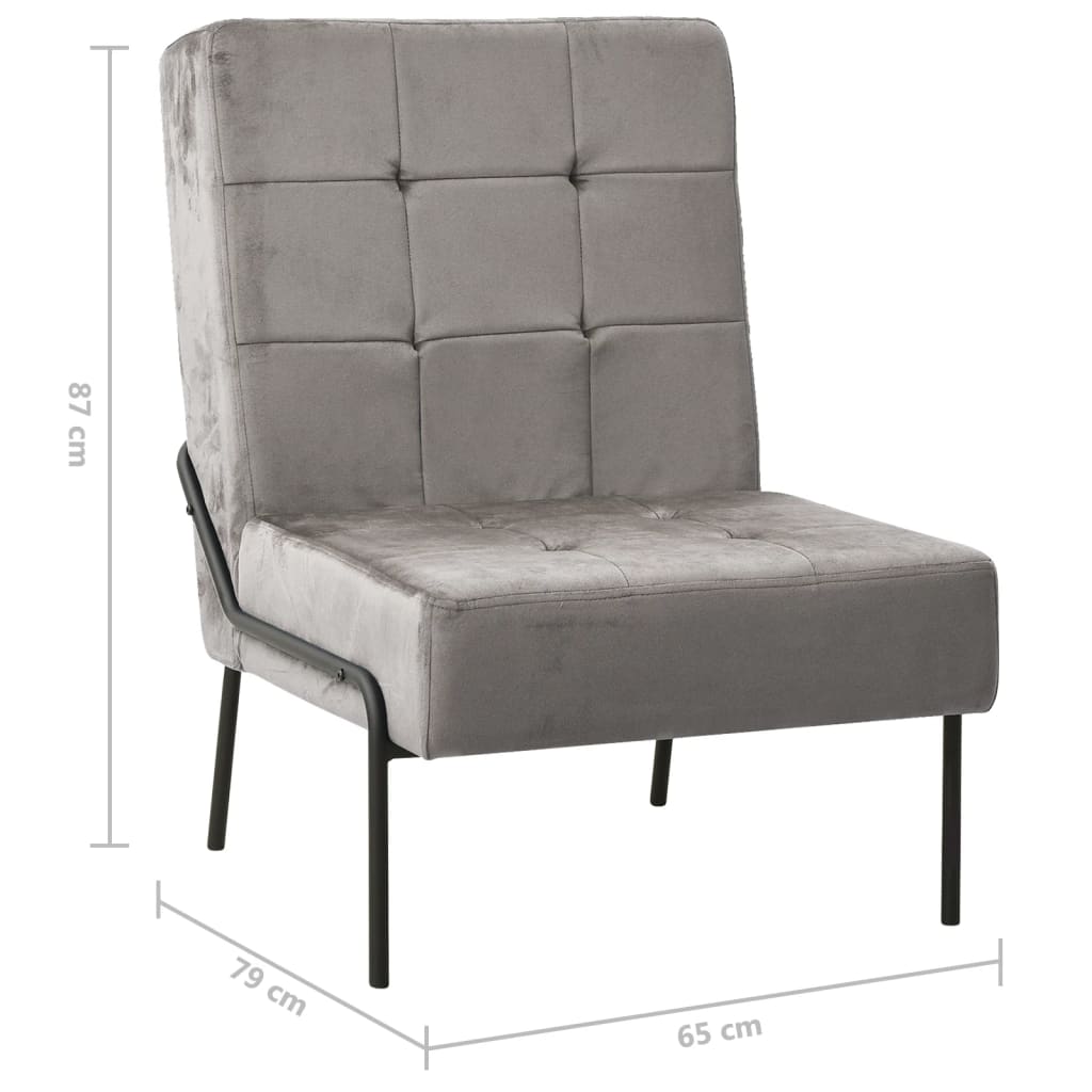 Poltrona Relax 65x79x87 cm Grigio Chiaro in Velluto | homemem39