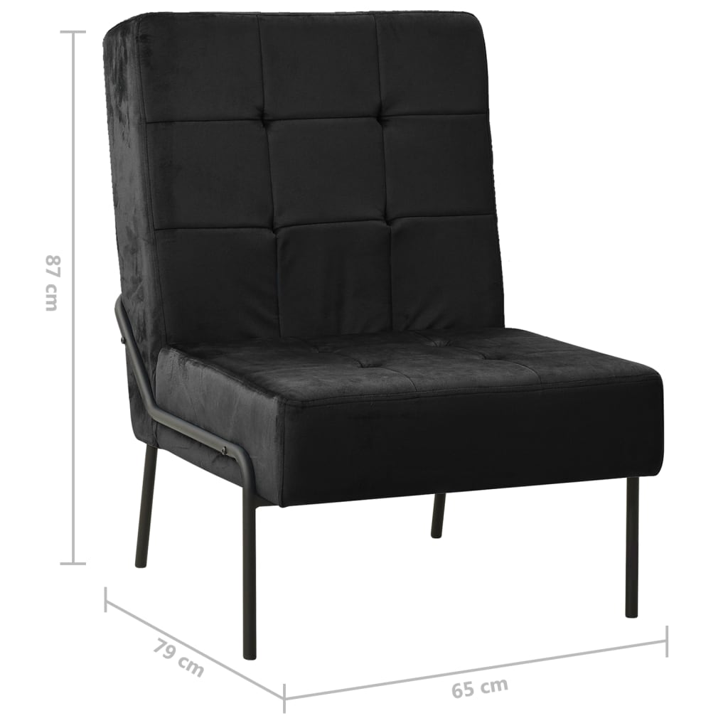 Poltrona Relax 65x79x87 cm Nera in Velluto | homemem39