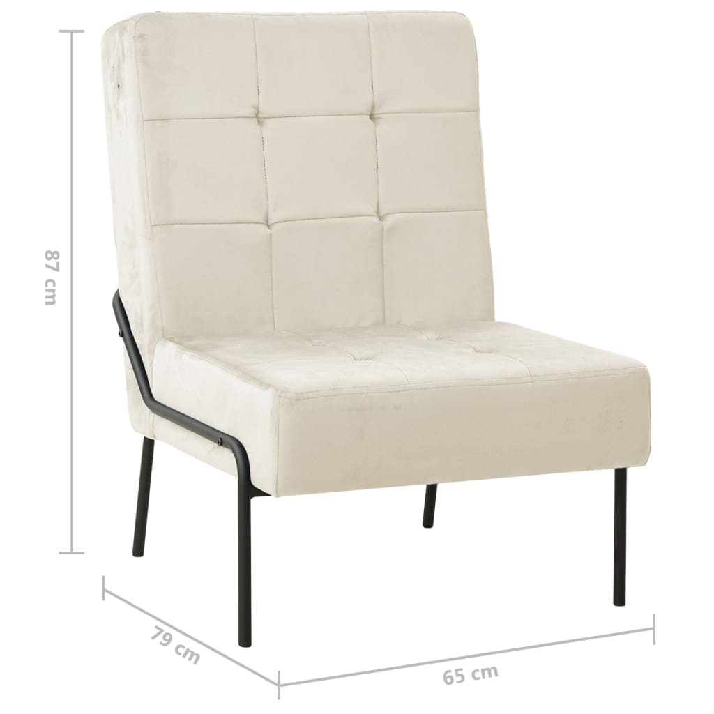 Poltrona Relax 65x79x87 cm Bianco Crema in Velluto | homemem39