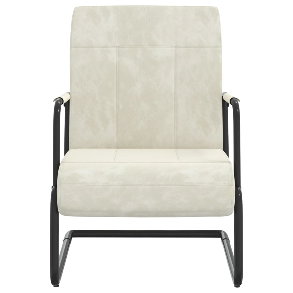 Sedia a Sbalzo Bianco Crema in Velluto - homemem39
