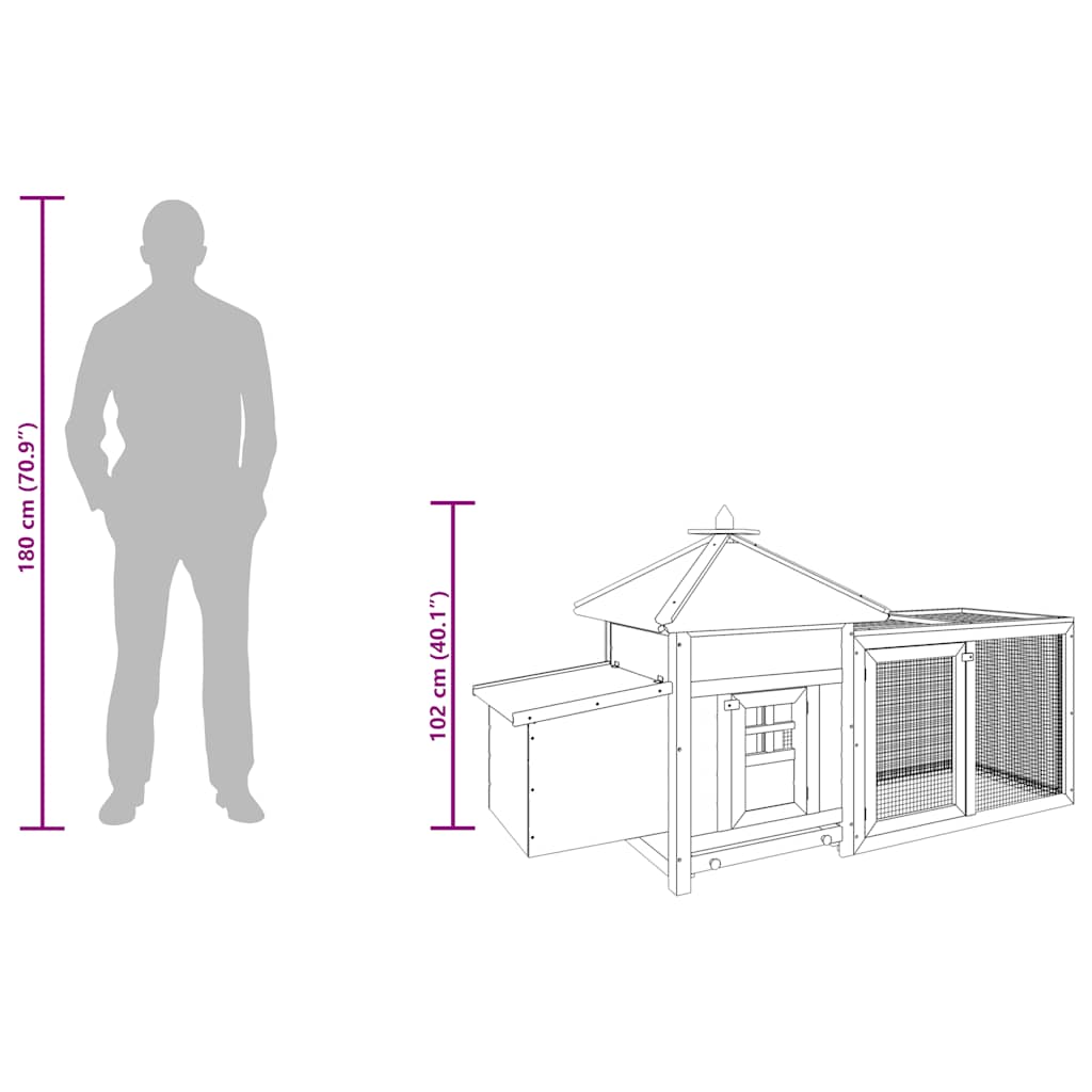 Pollaio con Casetta Nidificazione Rosso 190x72x102 cm in Abete