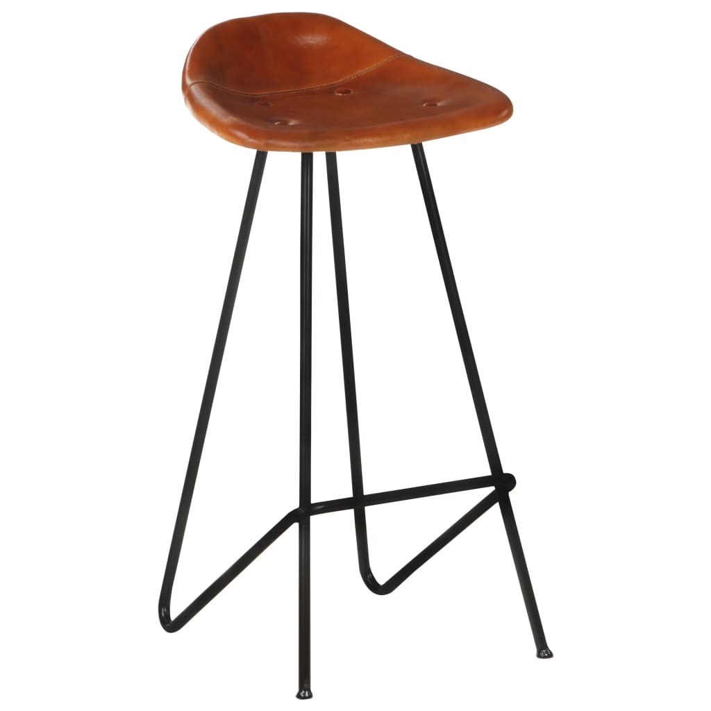Sgabelli da Bar 2 pz Marroni in Vera Pelle - homemem39