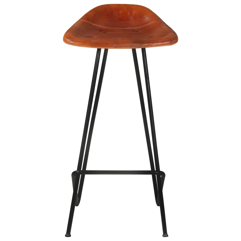 Sgabelli da Bar 2 pz Marroni in Vera Pelle - homemem39