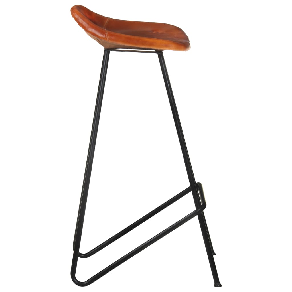 Sgabelli da Bar 2 pz Marroni in Vera Pelle - homemem39