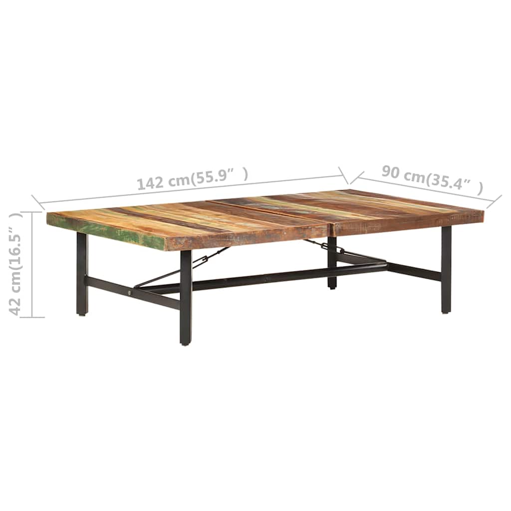 Tavolino da Salotto 142x90x42 cm in Legno Massello di Recupero