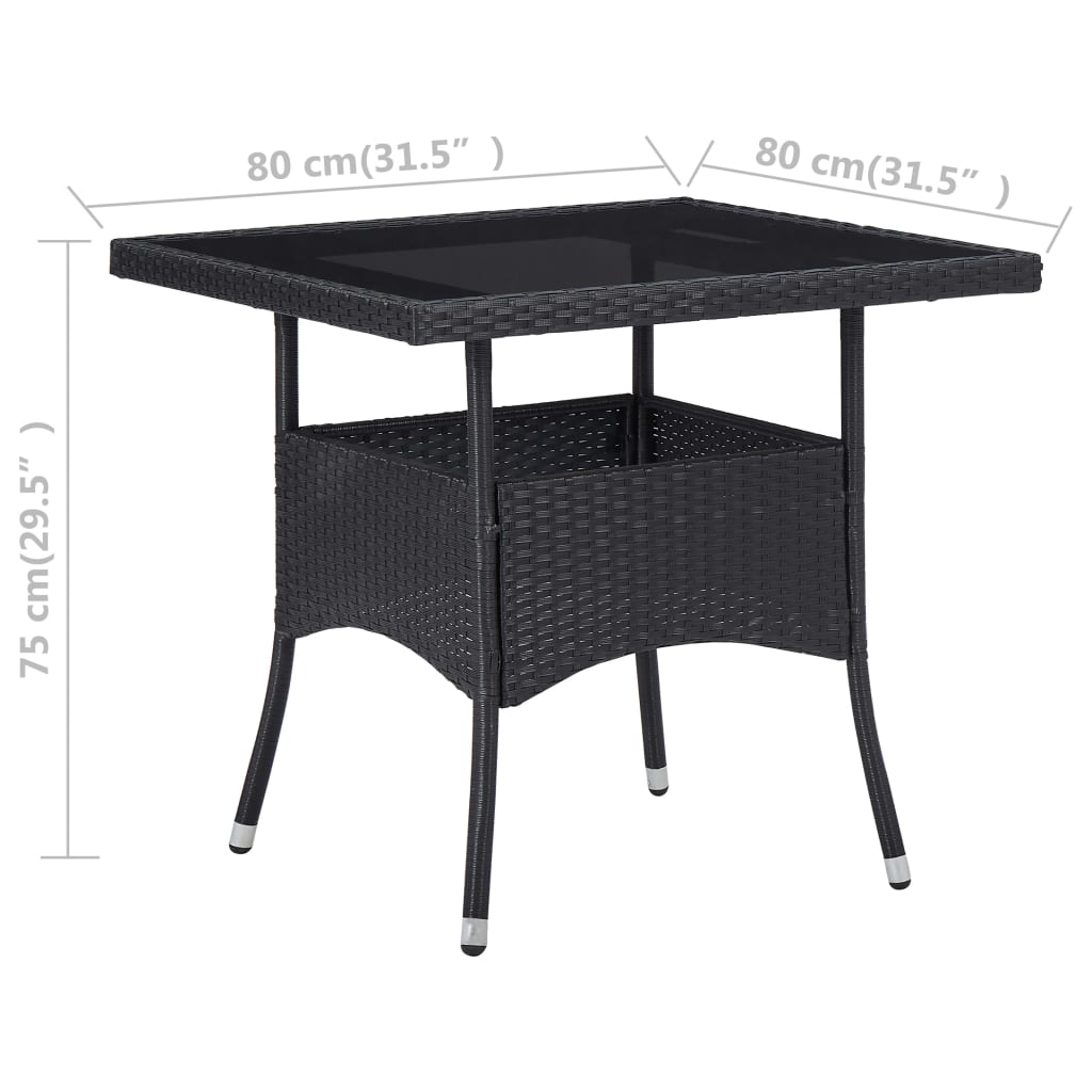 Set Mobili da Pranzo per Giardino 3 pz Nero Polyrattan e Acacia - homemem39