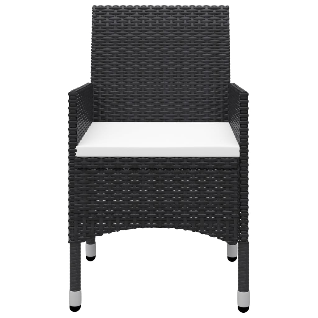 3-piece Garden Bistro Set in Polyrattan and Black Glass