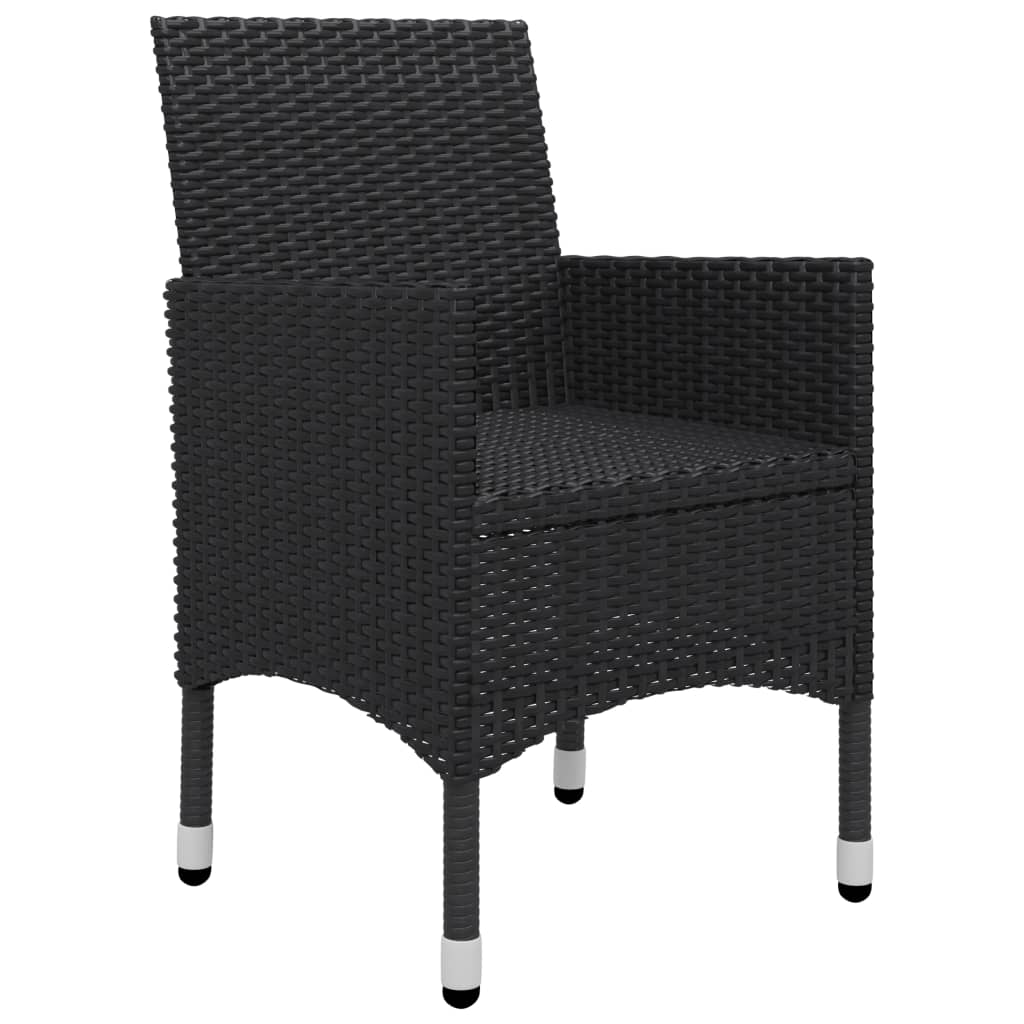 3-piece Garden Bistro Set in Polyrattan and Black Glass