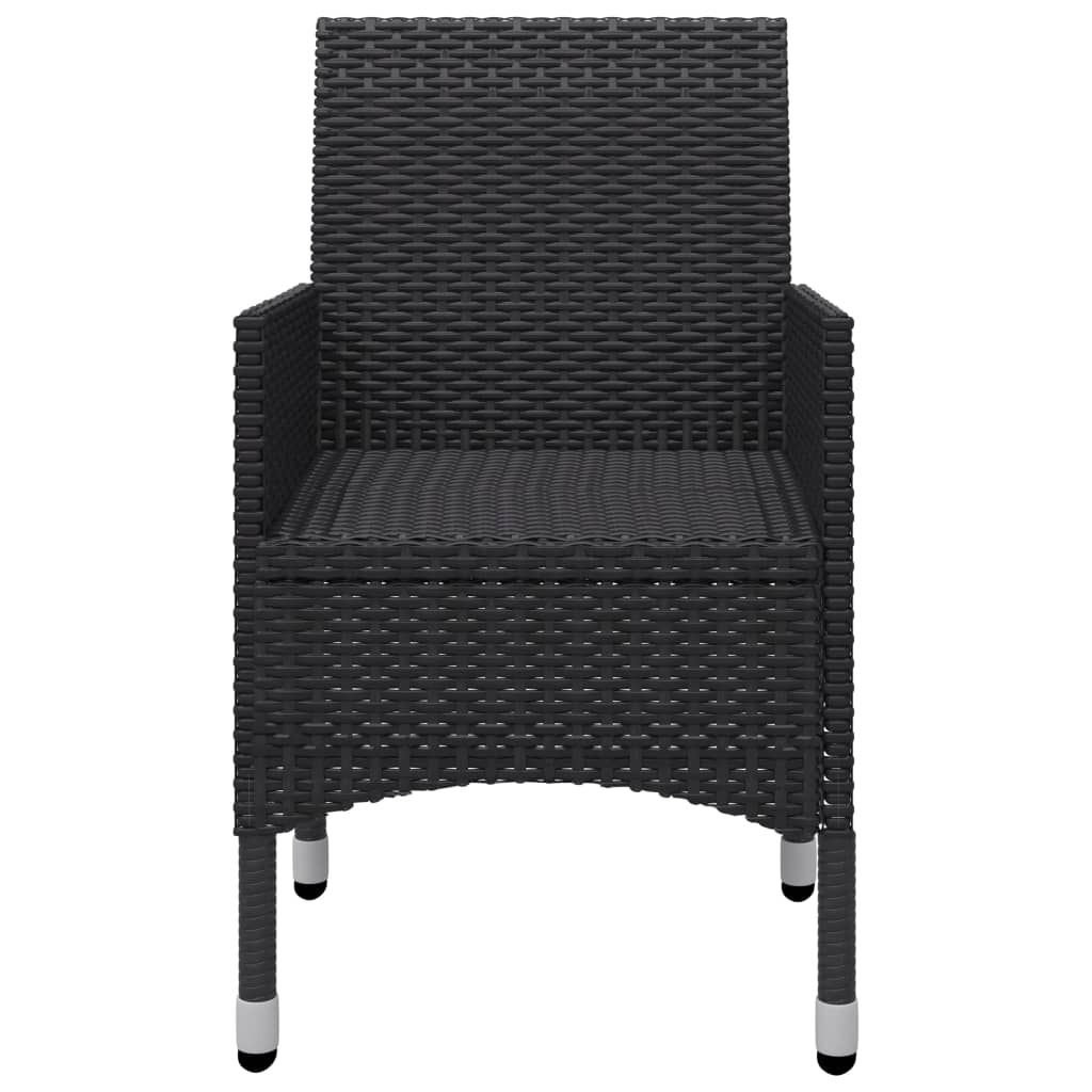 3-piece Garden Bistro Set in Polyrattan and Black Glass
