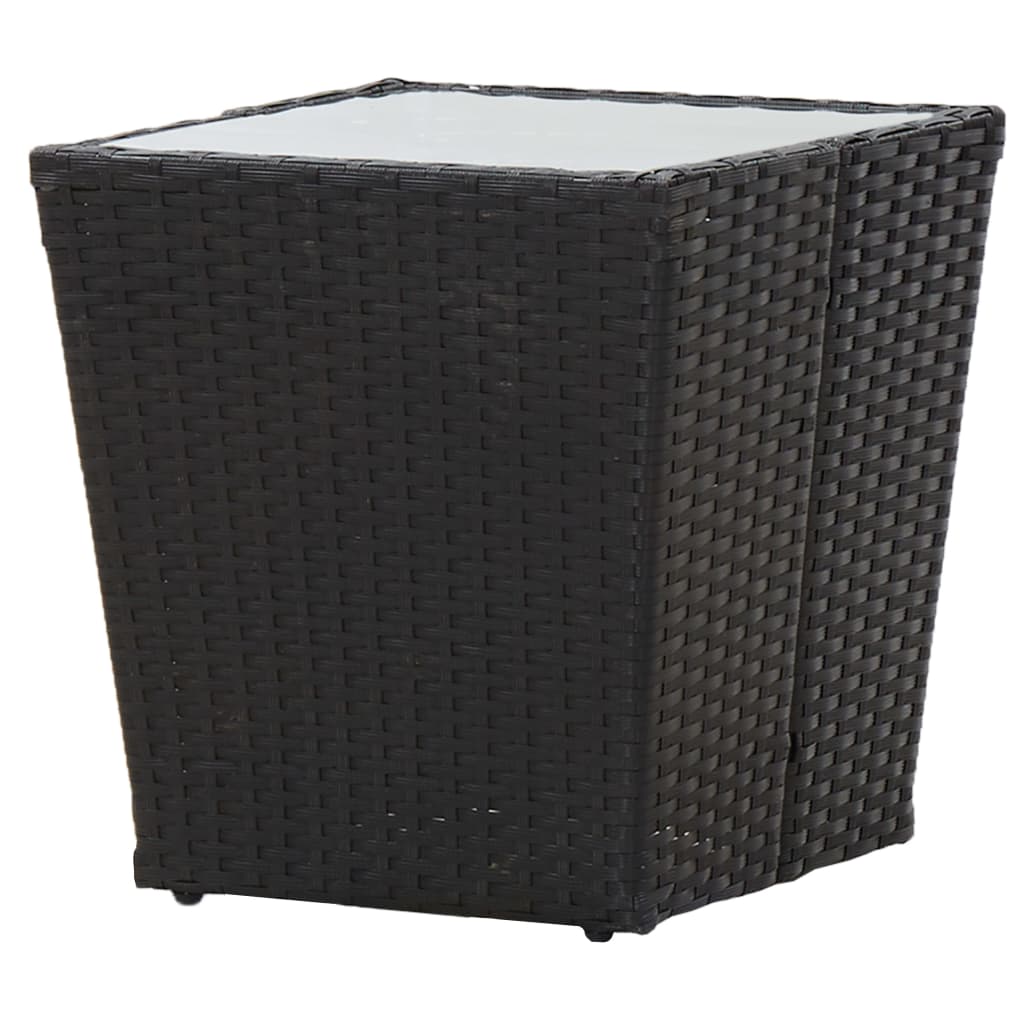 Set da Bistrot per Giardino 3 pz in Polyrattan e Vetro Nero | homemem39