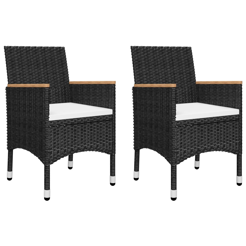3-piece Garden Bistro Set in Polyrattan and Black Glass