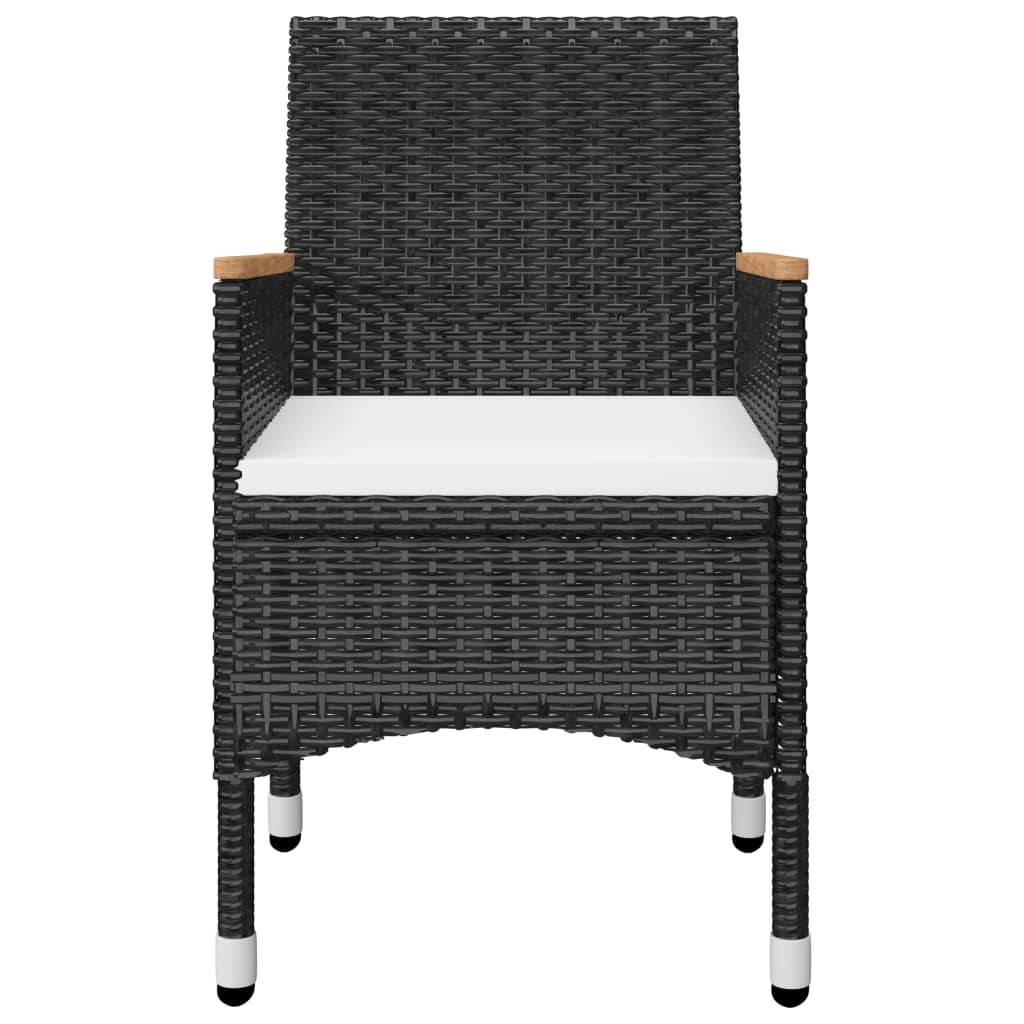 3-piece Garden Bistro Set in Polyrattan and Black Glass