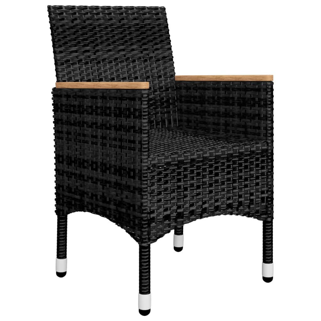 3-piece Garden Bistro Set in Polyrattan and Black Glass