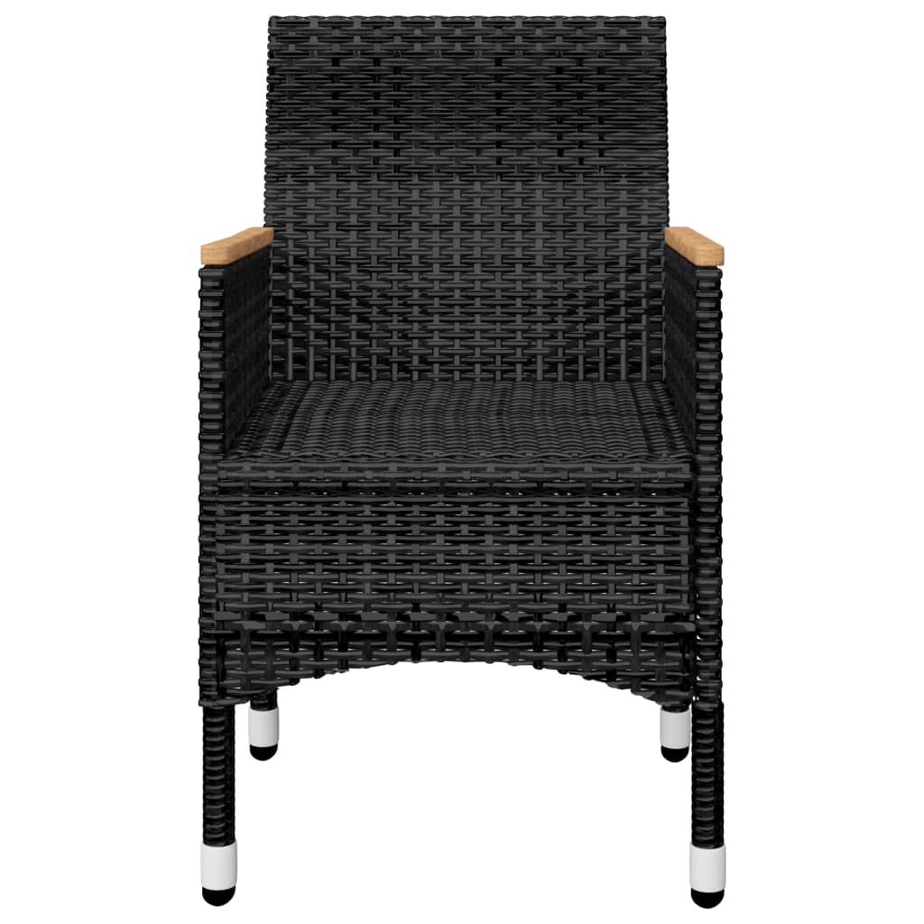 3-piece Garden Bistro Set in Polyrattan and Black Glass