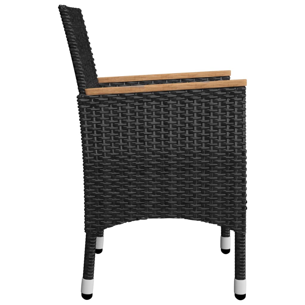 3-piece Garden Bistro Set in Polyrattan and Black Glass