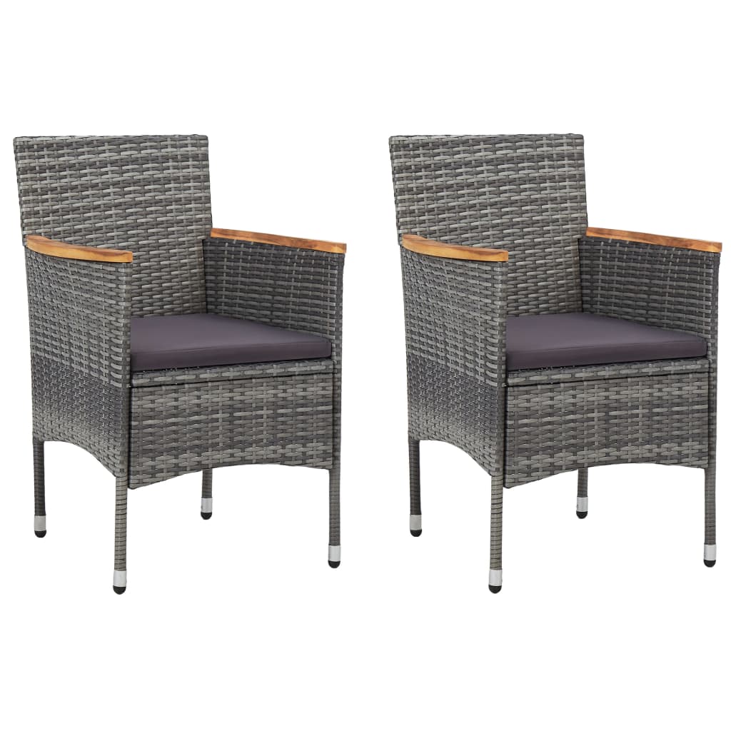 Set Bistrot Giardino 3 pz Polyrattan e Vetro Temperato Grigio - homemem39