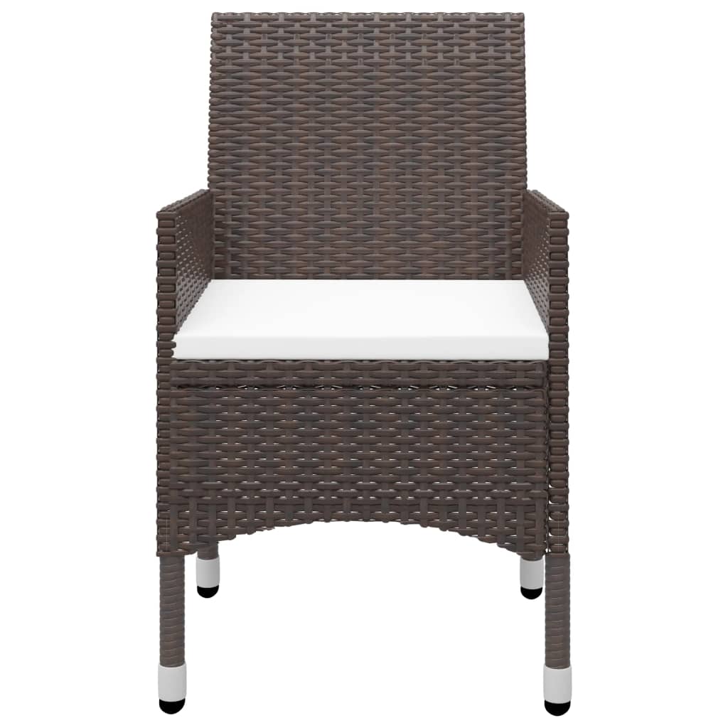 Set Bistrot Giardino 3 pz Polyrattan e Vetro Temperato Marrone - homemem39