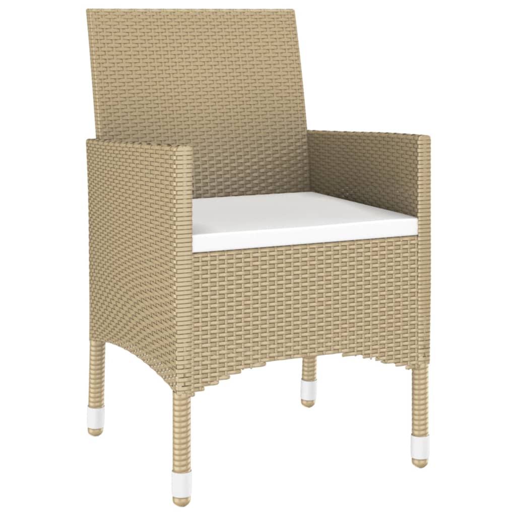 Set da Pranzo Giardino 5 pz Polyrattan e Vetro Temperato Beige - homemem39