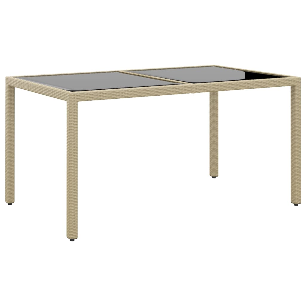 Set da Pranzo Giardino 5 pz Polyrattan e Vetro Temperato Beige - homemem39