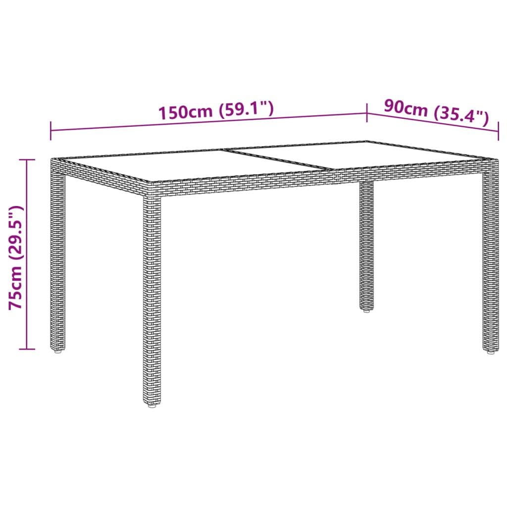 Set da Pranzo Giardino 5 pz Polyrattan e Vetro Temperato Beige - homemem39