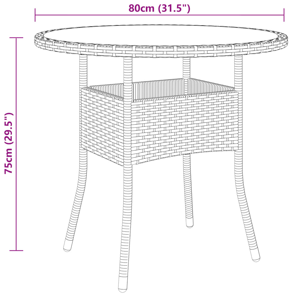 Set da Pranzo per Giardino 5 pz in Polyrattan Grigio - homemem39