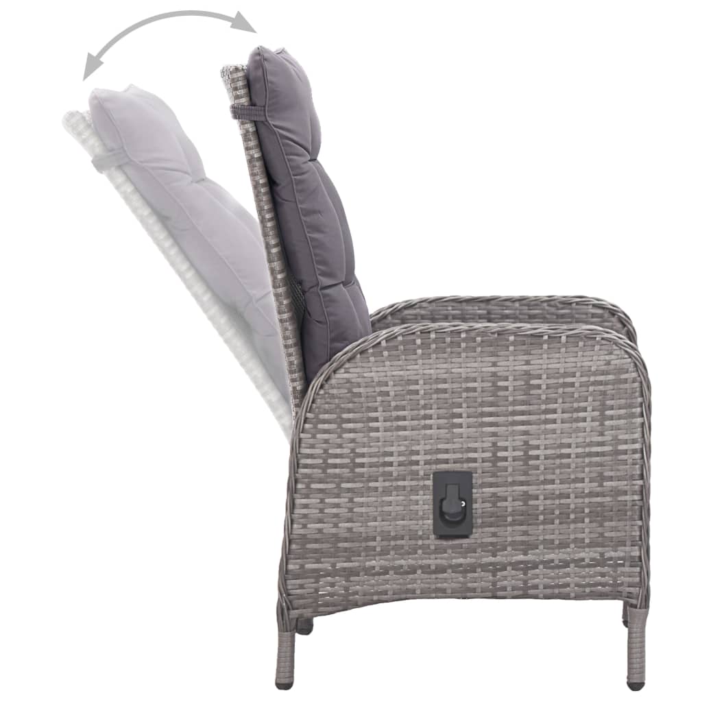 Set da Bistrot da Giardino 3 pz in Polyrattan e Vetro Grigio - homemem39