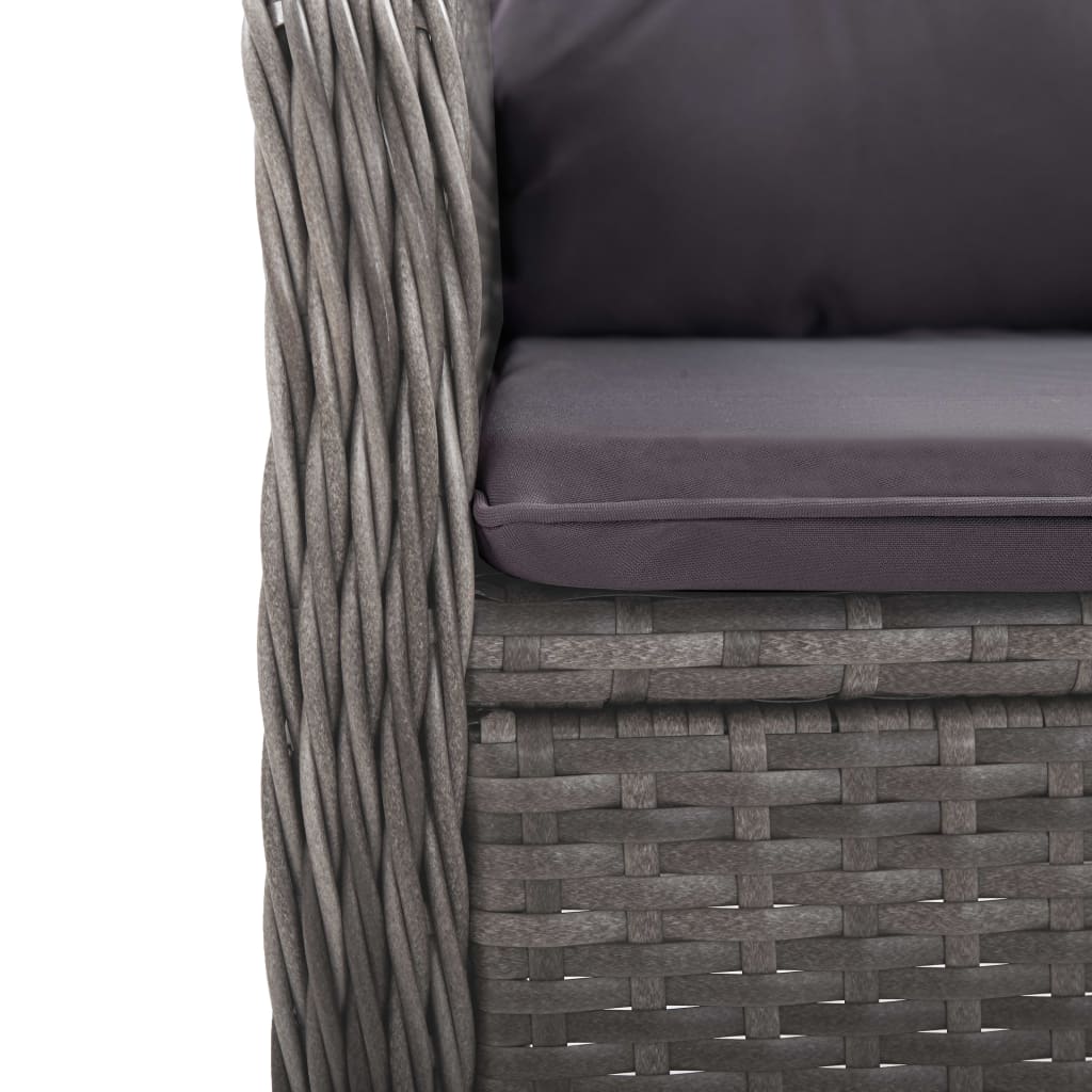 Set da Bistrot da Giardino 3 pz in Polyrattan e Vetro Grigio - homemem39