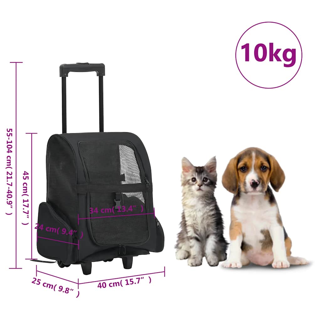 Trolley Trasportino per Animali Pieghevole Multifunzione Nero | homemem39