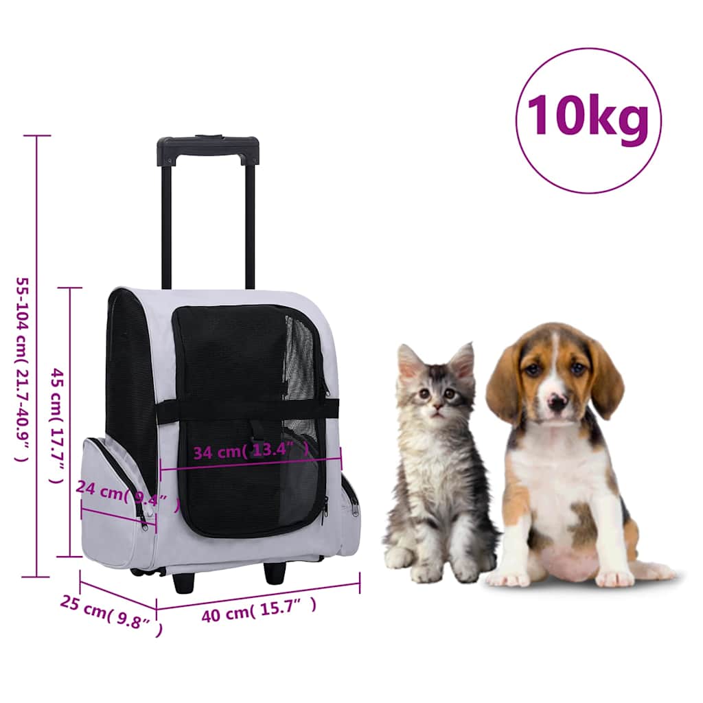 Trolley Trasportino per Animali Pieghevole Multifunzione Grigio | homemem39