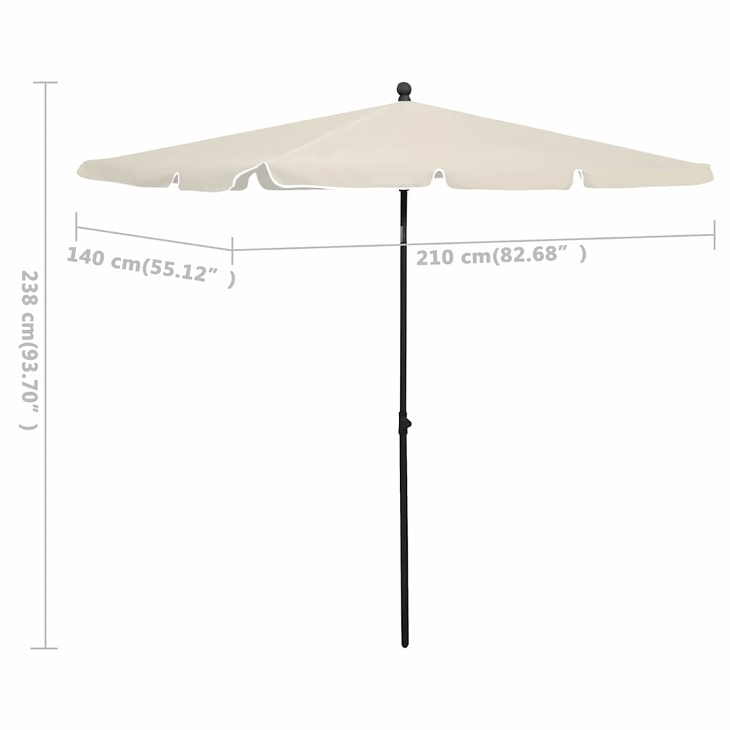 Ombrellone da Giardino con Palo 210x140 cm Sabbia | homemem39
