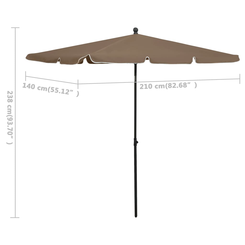 Ombrellone da Giardino con Palo 210x140 cm Tortora - homemem39